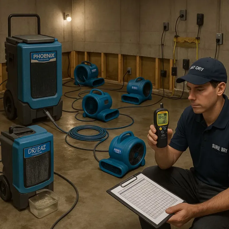 Structural Drying and Dehumidification process in Weymouth, MA